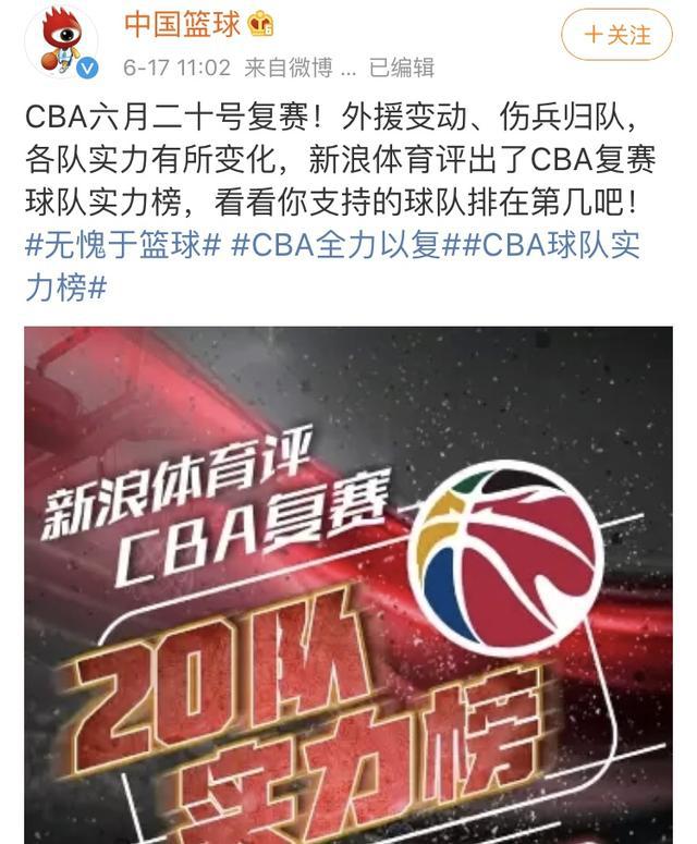知名媒体排CBA最新实力榜：山东男篮仅第十，全华班新疆高居第二