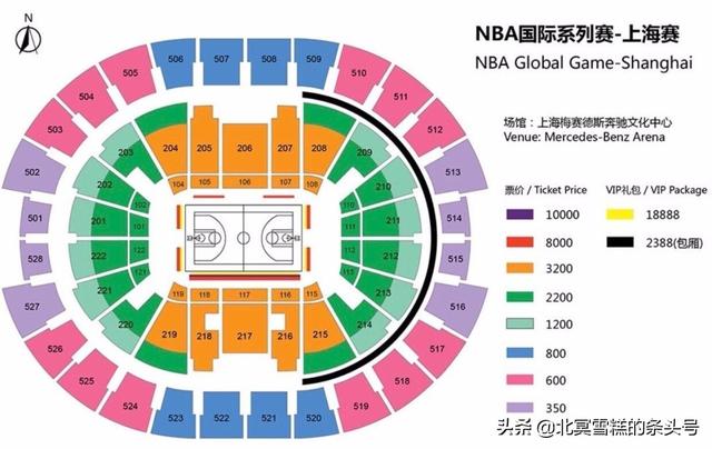 2019nba上海站球队 2019NBA中国赛上海站门票价格及座位图公布(3)