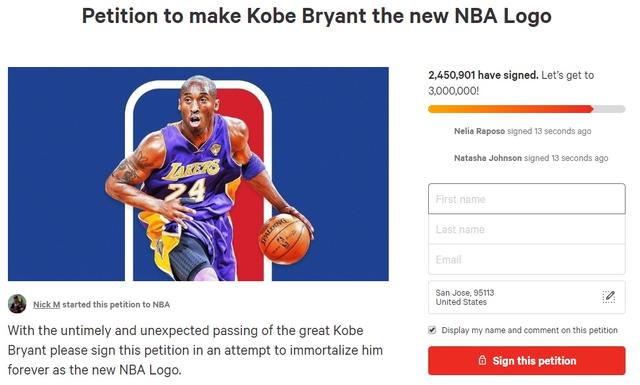 nba标志注册了吗 网友请愿将NBA标志换成科比
