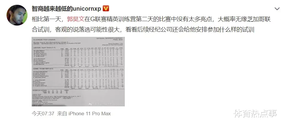 那个要去打NBA的中国男孩，在美国训练营10投2中得了10分，选秀前景......(11)