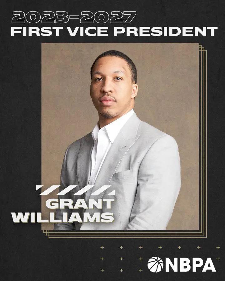 NBA球员工会完成了新一轮的选举格兰特-威廉姆斯成为了新任的首席副主席，任期为四(1)