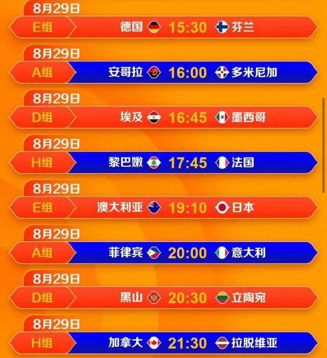 （29日更新）男篮世界杯赛程表！今天日本男篮赛程时间表！附排名