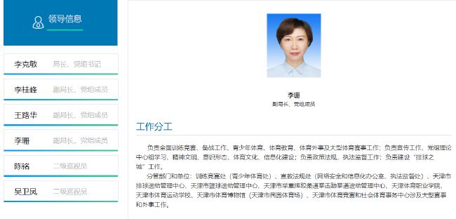 李珊升天津市体育局副局长 曾随中国女排奥运夺冠