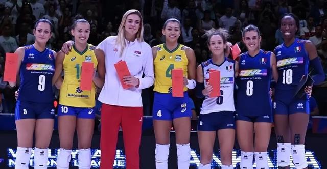 女排世联赛：意大利女排冠军，巴西亚军，塞尔维亚季军，中国第六