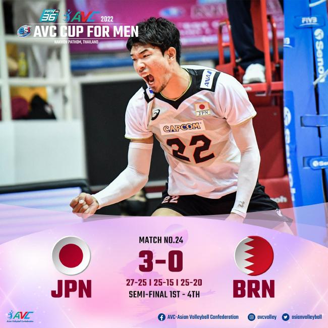 男排亚洲杯半决赛日本3-0完胜巴林 首获争冠机会