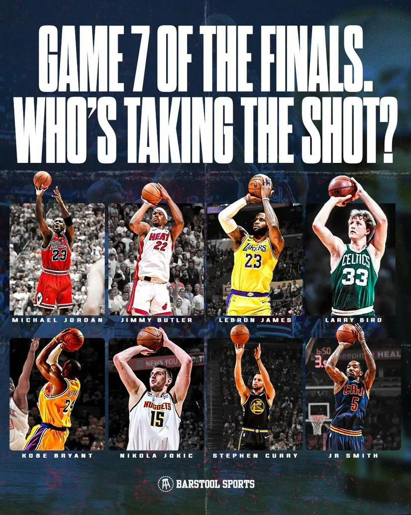 美媒发问：总决赛抢七，你会选择谁来投最后一投？

A、篮球之神-乔丹
B、铁血硬