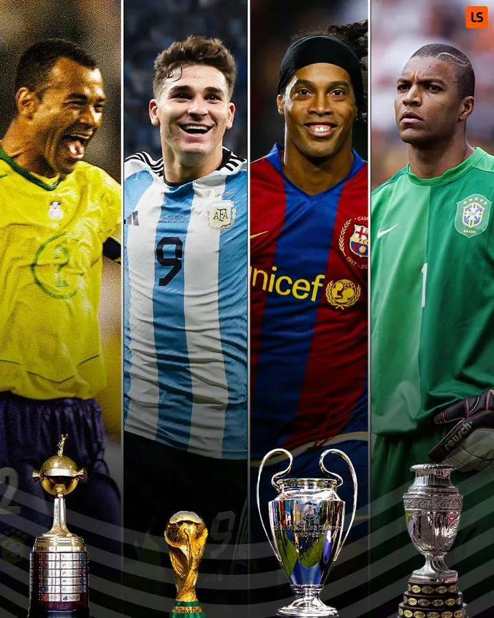 阿尔瓦雷斯会是超级巨星吗？历史上只有四位球员包揽解放者杯，世界杯，欧冠和美洲杯。(1)