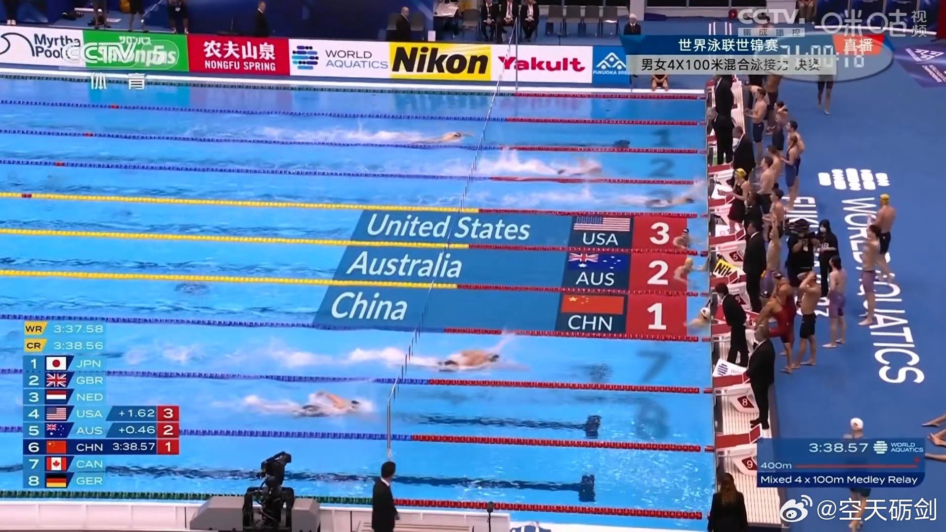 #中国队混合泳接力夺金#接力是最热血刺激的，祝贺中国队夺金！[666] ​​​