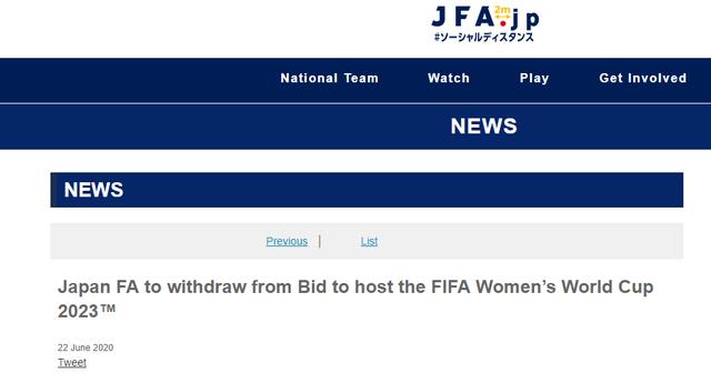 距投票仅三天 日本退出2023年女足世界杯申办(1)