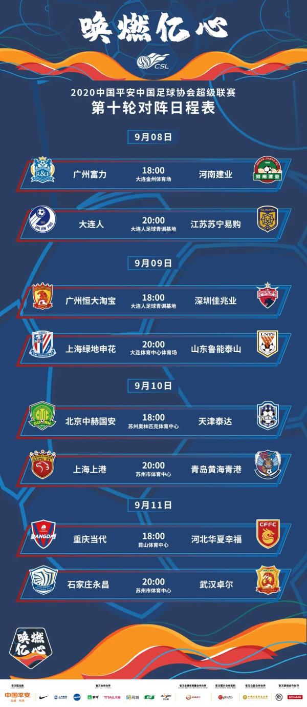 联赛全预告 | 2020中国平安中超联赛第十轮精彩继续(2)