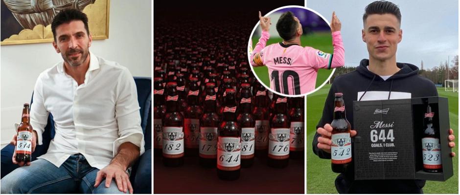 百威庆祝梅西打破进球纪录，送特别版纪念啤酒给被梅西破门的门将(1)
