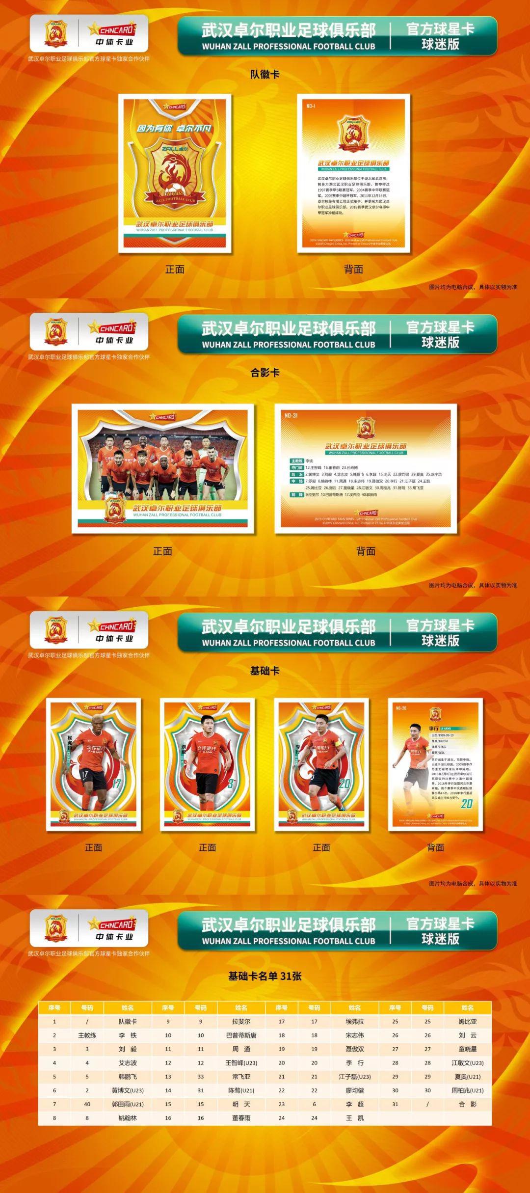 2019中超武汉卓尔工作证 「重磅」武汉卓尔职业足球俱乐部官方球星卡正式发售(4)