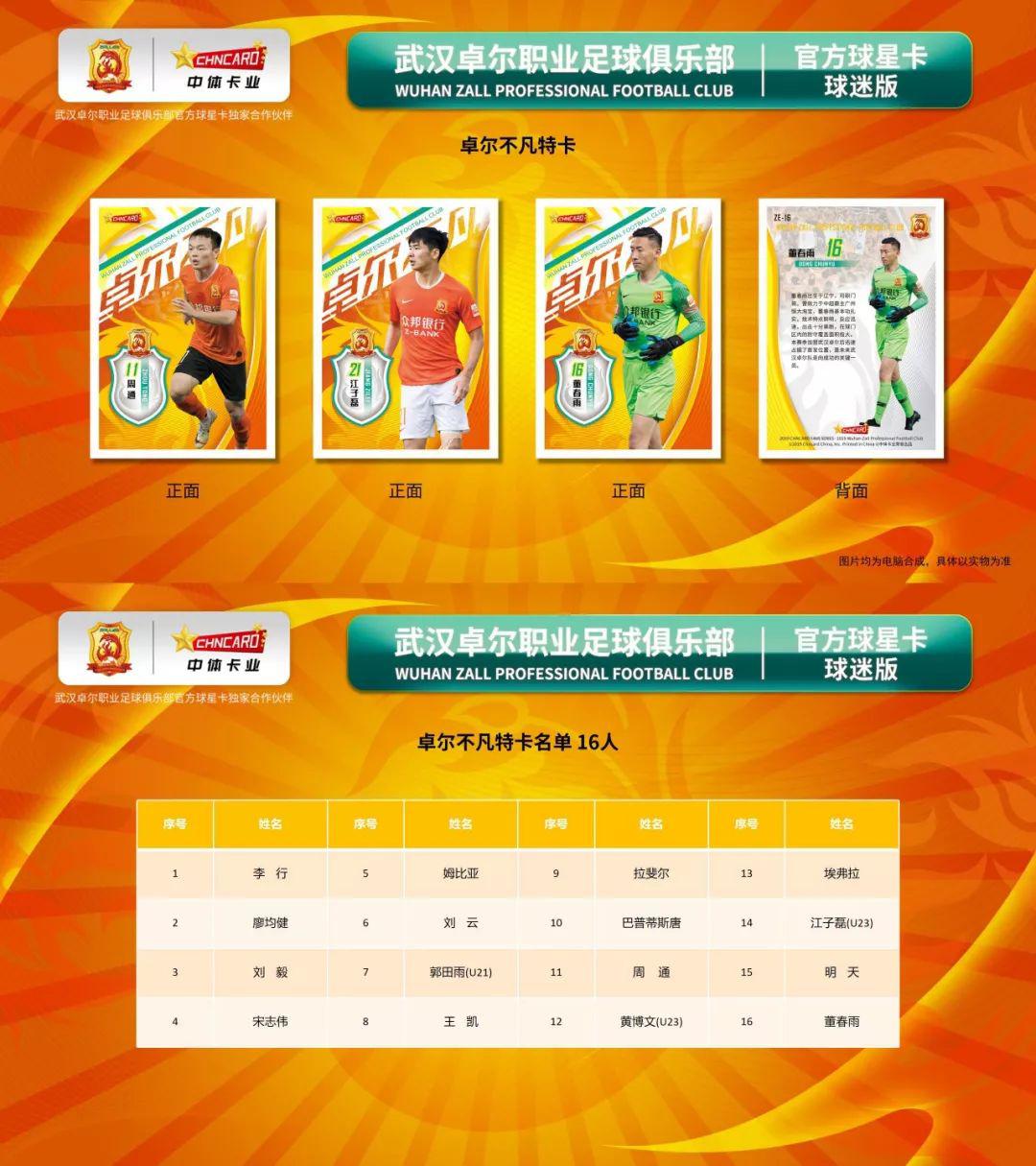 2019中超武汉卓尔工作证 「重磅」武汉卓尔职业足球俱乐部官方球星卡正式发售(5)
