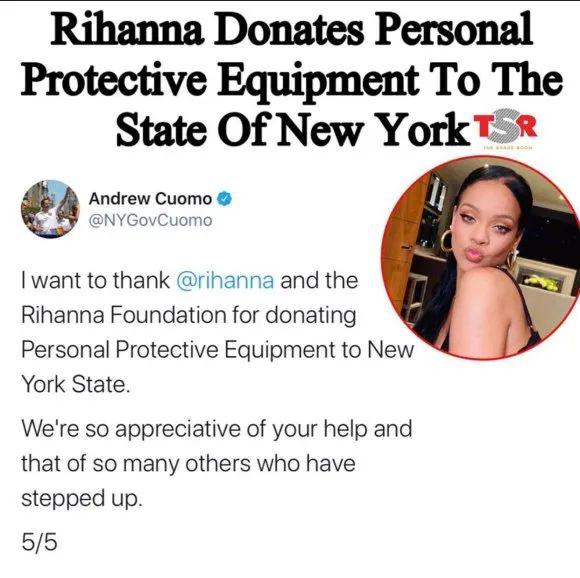 蕾哈娜西甲 这次疫情Rihanna一共向世界捐出了5000万(4)