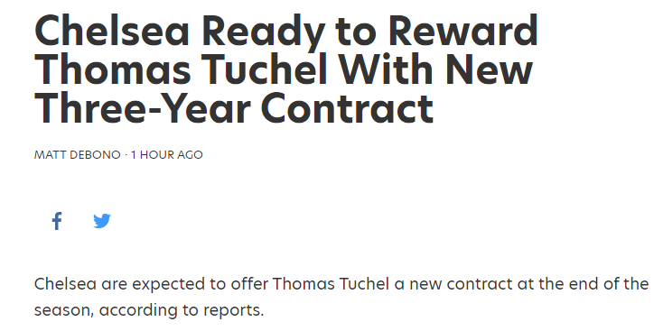图赫尔将签下2+1新合同, 年薪700万镑