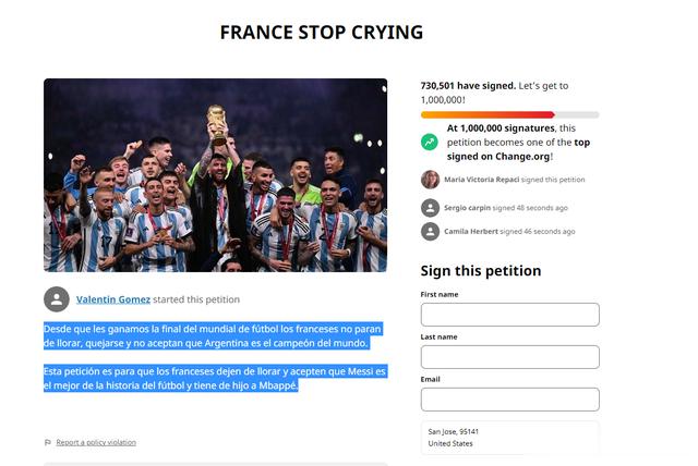 超100万阿根廷球迷请愿“法国别哭”(4)