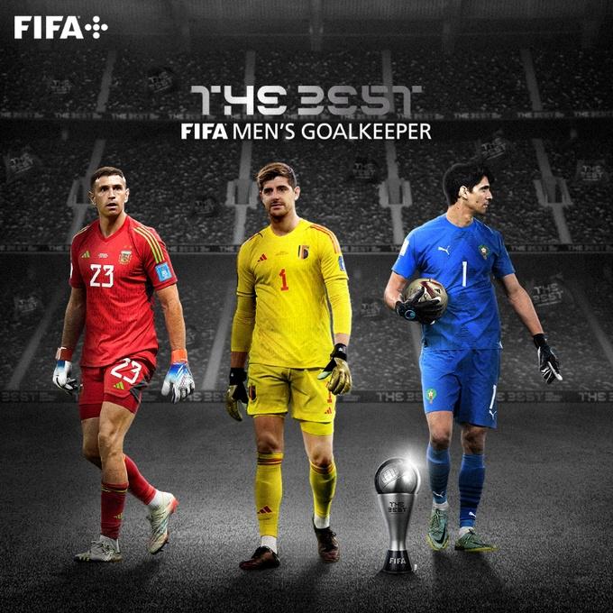 FIFA年度最佳门将三人候选公布！马丁内斯（阿斯顿维拉/阿根廷）、库尔图瓦（皇马