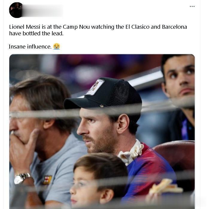 梅西回诺坎普看球，目睹了球队0比4惨败？
社交网站上有球迷晒图，称梅西回诺坎普看