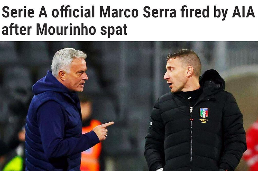 和穆里尼奥发生口角的塞拉 已被意大利裁判协会解雇 裁判生涯终结