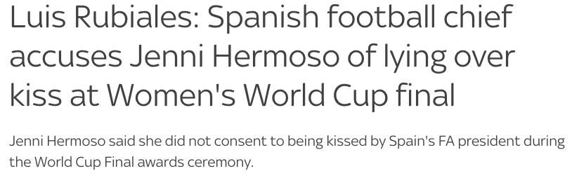 西班牙足球主席亲吻球员惹争议：引发辞职要求和抵制行动(1)