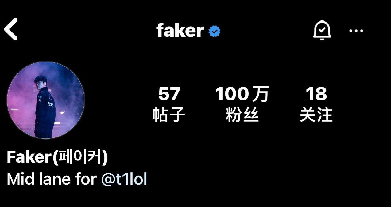 远超T1、LCK官方INS！Faker的instagram粉丝数达到100万(2)