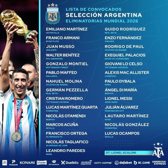 11月连战乌拉圭巴西！梅西天使领衔阿根廷大名单(1)