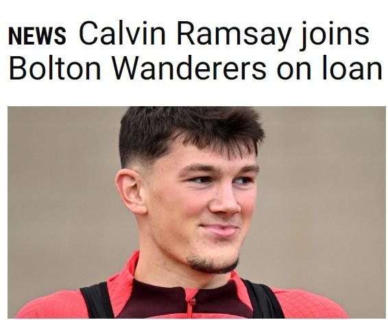 官方：利物浦20岁小将拉姆齐租借加盟博尔顿至本赛季结束(1)