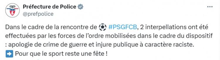 法国警察总部逮捕2名巴萨球迷 涉嫌在客队看台猴叫&违禁手势(1)